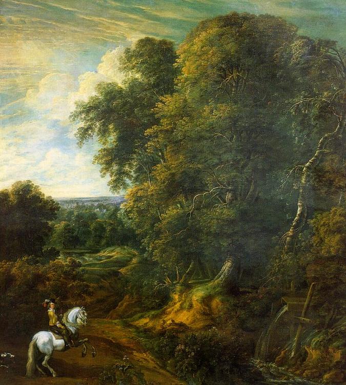 Corneille Huysmans Landscape with a Horseman in a Clearing oil painting picture
